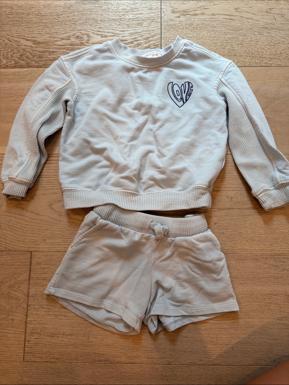 Light Blue Love Heart Sweatshirt & Shorts Set